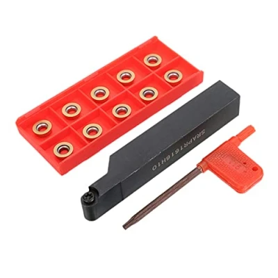 Afbeelding van Maizoon CNC Gezicht Frezen Externe Draaibank Blade Houder Draaien Boring Tool SRAPR1616H10 + 10 stks RPMT10T3MO Carbide Inserts met Sleutel DZ12