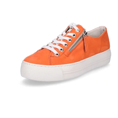 Afbeelding van Paul Green Sneakers laag, Dames, Maat: 39, Samtziege papaya Leer