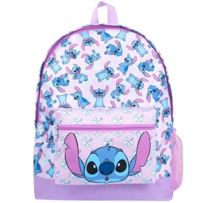 Afbeelding van Disney Stitch Schoolrugzak voor jongens en meisjes, reisrugzak met 2 compartimenten kinderen, verstelbare schouderbanden gaasvak, Paars