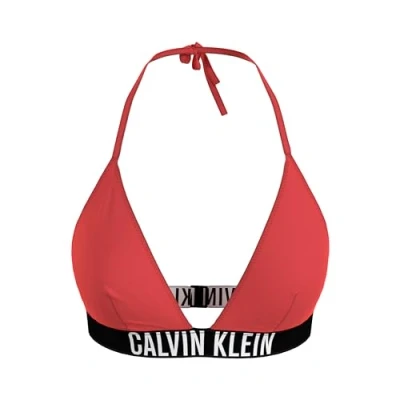 Afbeelding van Calvin Klein Swimwear Triangle Bikinitop, Dames, Maat: Large, Bright vermillion