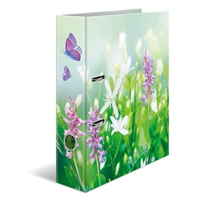 Afbeelding van HERMA 19561 ordner A4 Bloemen Wild Flowers, 7 cm breed, motief van karton met opdruk aan de binnenkant, voor school en kantoor, stevige kinderringmap jongens meisjes