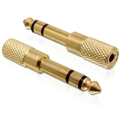 Afbeelding van Adapter audio jack 6.35mm St &gt; 3.5mm Bu metaal goud Delock