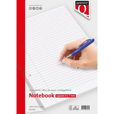 Afbeelding van Cursusblok Quantore A4 ruit 4x8 commerciaal met kantlijn