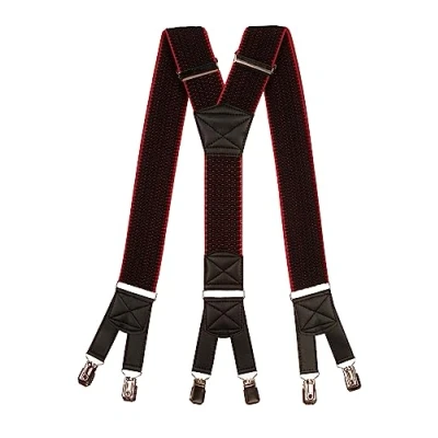 Afbeelding van Olata Heren 6 Clips Heavy Duty Extra Brede Y Vorm Bretels 5 cm. Zwart/Rood