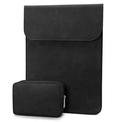 Afbeelding van TECOOL Laptophoes 13 Inch Waterdichte leer Laptop Hoes Sleeve en Accessoire Case voor 2018 2020 Macbook Air M1A2337/A2179/A1392,2016 Pro M1,Surface X 7,XPS 13,Matebook 13,Zwart