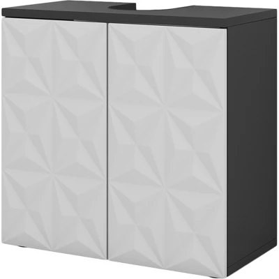 Afbeelding van Vicco Wastafelonderkast &quot;Edge&quot;, Zwart/Wit, 60 x 57 cm met 2 deuren