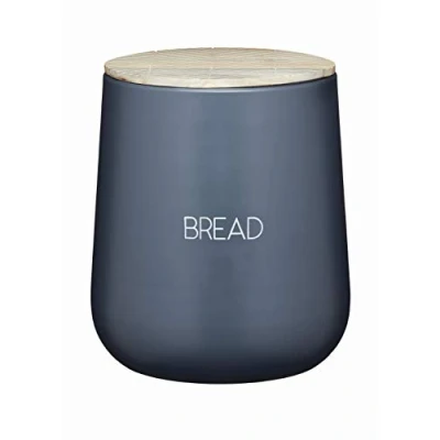 Afbeelding van KitchenCraft Serenity Broodtrommel met Luchtdicht Deksel, Ijzer/Mango Hout, Grijs/Bruin, 21,5 x 24,5 cm