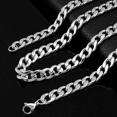 Afbeelding van Cuban Link Heren Ketting Zilver kleurig 6mm Staal Kettingen Schakelketting Cadeau voor Man Mannen Cadeautjes