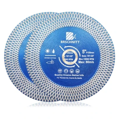 Afbeelding van Diamond Porselein Tegel Zaagblad BRSCHNITT 2 stks 5 &quot;Super Dunne Diamant Snijden Slijpschijf met X Tanden Arbor 7/8 &quot; 5/8&quot; voor Keramische tegels, Graniet, Marmer Haakse Slijper Cirkel