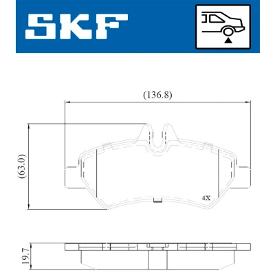 Afbeelding van SKF VKBP 90071 E Remblokkenset Incl. slijtage waarschuwingscontact Met toebehoren MERCEDES BENZ: Sprinter 5 T Van, 4.6 Van