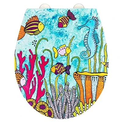 Afbeelding van WENKO Toiletzitting Rollin’Art Ocean Life met reliëf oppervlak en softclosemechanisme