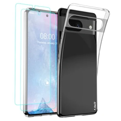 Afbeelding van J&amp;D Compatibel voor Pixel 8 Hoesje, Kristalhelder Anti Geel Hoesje met (2 Stuks) Schermbeschermers, Schokabsorberend Siliconen TPU Hoes Google 8, Transparent