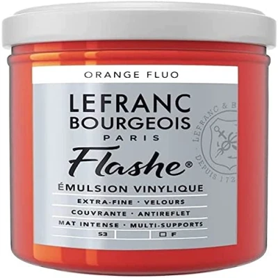 Afbeelding van Lefranc Bourgeois 300517 Flashe acryl en vinylverf, lichtecht, dekkend bestand tegen veroudering 125ml Pot, Fluorescent Orange