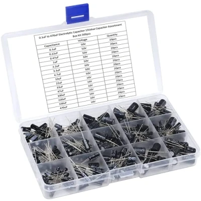 Afbeelding van ICQUANZX 300 stks 15 waarde elektrolytische condensator bereik 0.1uF tot 470uF assortiment kit