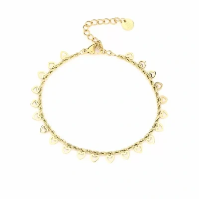 Afbeelding van Bijoutheek Armband (Sieraad) Gedraaid Open Hartjes goud