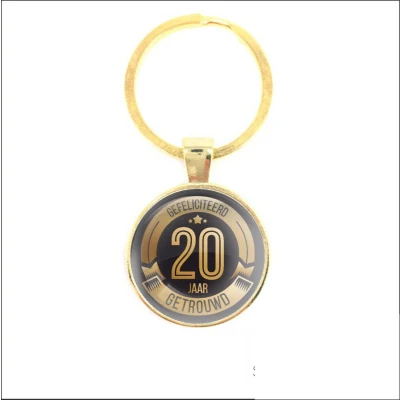 Afbeelding van Sleutelhanger Glas Gefeliciteerd 20 Jaar Getrouwd