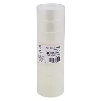 Afbeelding van memobe Amex Plakband, transparante multifunctionele tape, voor school, kantoor, werk, kleeffolie, duurzaam, heldere Tesafilm met acryllijm, plakrollen, 18 mm x 10 m, 8 stuks