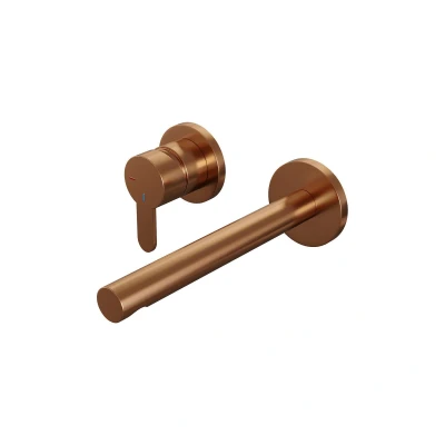 Afbeelding van Brauer Copper Edition Wastafelmengkraan inbouw rechte uitloop rechts hendel plat smal model D2 PVD geborsteld koper