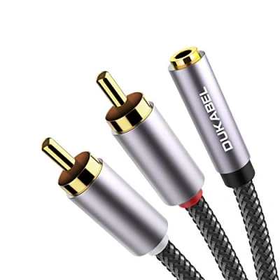 Afbeelding van DuKabel Cinch jack adapter 3,5mm naar 2 X chinch stekker stereo audio Y rood wit kabel met 99,99% 4N OFC en 3 afscherming Top Series (30cm)