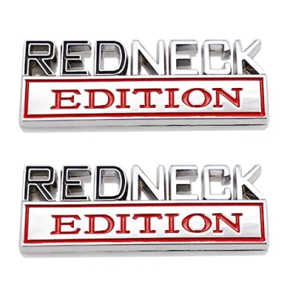 Afbeelding van 2 STKS Redneck Edition Embleem Auto Truck Vervanging voor Universele Voertuig SUV (Zilver Rood)