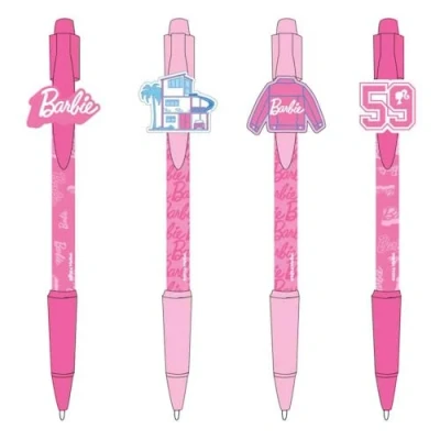 Afbeelding van CERDÁ LIFE&#039;S LITTLE MOMENTS Set van 4 Barbie geïnspireerde balpennen, roze, 13,5 x 19 2 cm, uniek design op elke balpen, origineel product, ontworpen in Spanje