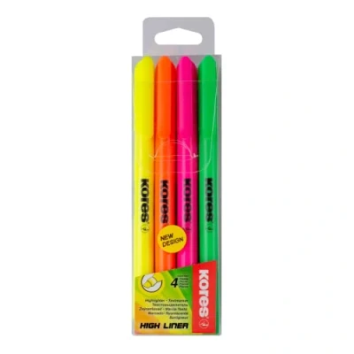 Afbeelding van Tekstmarker Kores High Liner, beitelpunt 0.5 4mm, set 4 stuks