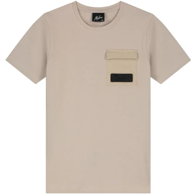 Afbeelding van Malelions Junior Tshirt Nylon Pocket Taupe 152