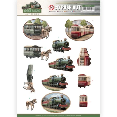Afbeelding van 3D Push Out Amy Design Vintage Transport Train