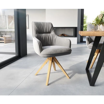 Afbeelding van Draaistoel Zelia Flex met armleuning houten frame hoekig fluweel grijs 180