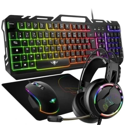 Afbeelding van SPIRIT OF GAMER gaming Pack 4 in 1 Pro MKH5 toetsenbord RGB AZERTY anti ghosting/gamingmuis 7 toetsen 6400 dpi/RGB hoofdtelefoon/antislip mat / PC PS4 PS5 Xbox One Mac