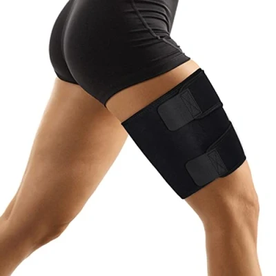 Afbeelding van supregear Dij Wraps Ondersteuning, Verstelbare Compressie Neopreen Mouw hamstring Quad Wrap Ademende AntislipBovenbeenbrace Been Slanker voor Vrouwen Mannen Getrokken Lies Spier, Quadriceps, L