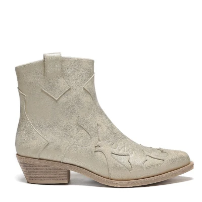 Afbeelding van Smile Favorites® Dames Cowboylaarzen met Hak Kort Goud Imitatieleer Maat 39