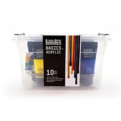 Afbeelding van Liquitex 3699407 Basics enkelvoudig pigmenteerde acrylverf, kunstenaarspigmenten, lichtecht, medium viscositeit, goede kwaliteit, satijn finish Starter Box