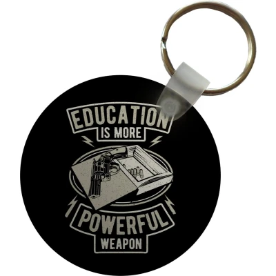 Afbeelding van Sleutelhanger Pistool Vintage Quote Plastic Rond Uitdeelcadeautjes Vaderdag cadeau Geschenk Cadeautje voor hem Tip Mannen