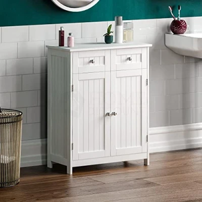 Afbeelding van Bath Vida Priano 2 laden deurs badkamerkast opbergkast vloerstaande unit, wit