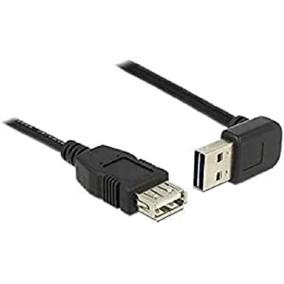 Afbeelding van Easy USB A haaks (links/rechts) naar verlengkabel USB2.0 tot 2A / zwart 0,50 meter