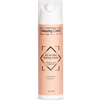 Afbeelding van All in One Styling Cream Krullencreme Leave Strong Hold Krullen CG Methode Producten Krullend haar Curly Girl 200 ml Luxe Airless Fles