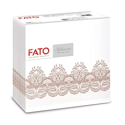 Afbeelding van Fato Droge papieren servetten, Airlaid, stoffen effect, 50 stuks grootte 40x40 gevouwen in 4, design Bombay Cappuccino