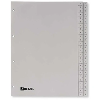 Afbeelding van HETZEL plastic tabbladen / 721308 A4 grijs polypropyleen 1 52