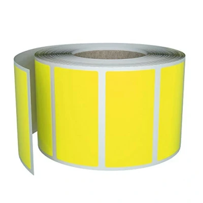 Afbeelding van Royal Green Gekleurde stickeretiketten rollen 4 cm x 2 rechthoekig etiket geel (40 mm 19 mm) permanente lijm 500 stuks