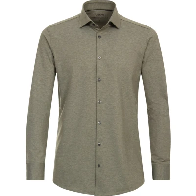Afbeelding van VENTI modern fit overhemd jersey groen Strijkvrij Boordmaat: 40