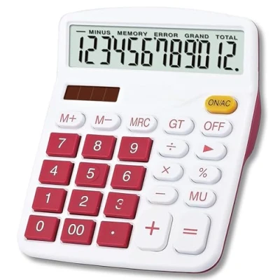 Afbeelding van Meichoon Bureaurekenmachine, kantoor, rekenmachine, zonne energie, dubbele voeding, 12 cijfers, groot lcd display, professionele financiële rekenmachine voor kantoor/thuis/school