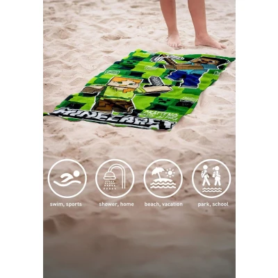 Afbeelding van Disney Minecraft Strandhanddoek voor kinderen, Maat: One Size, Green
