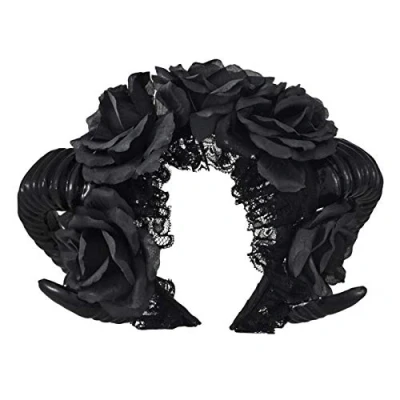 Afbeelding van Ro Rox Gotisch Rozen Hoofdband Goth Satan Hoorns Hoofddeksels Zwarte