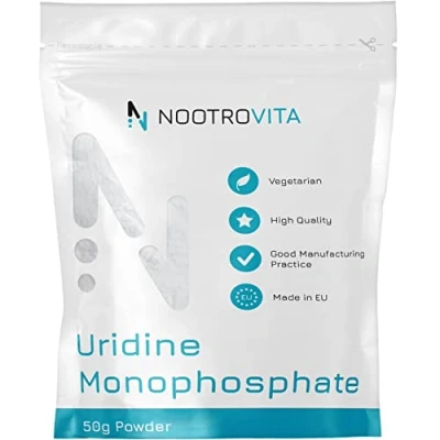 Afbeelding van Uridine monofosfaatpoeder, 50 g, puur urridine monofosfaat voor geheugen, leren en cognitieve functie, hypoallergeen, glutenvrij, vervaardigd in ISO gecertificeerde bedrijven Nootrovita