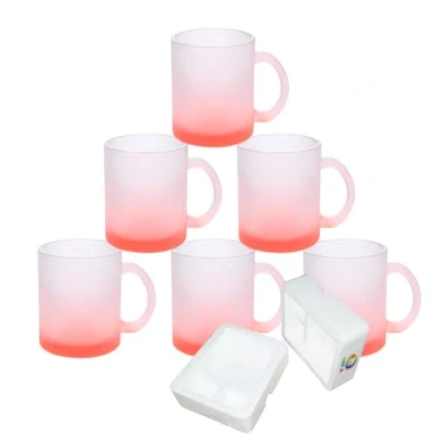 Afbeelding van MR.R 11oz Set van 6 Sublimatie Blanks Frosted Red Glass Mok, Koffie Mokken met Handvat voor Warmte Thermische Coating Transfer
