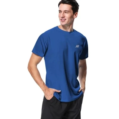 Afbeelding van MeetHoo Rash Vest voor heren, Guard UV T shirt UPF 50+ Top bescherming tegen de zon met korte mouwen surfen hardlopen zwemmen, Donkerblauw, XL
