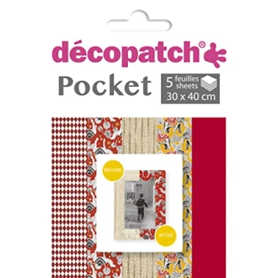Afbeelding van Decopatch pocket No27 met 5 vellen bedrukt papier 30x40 cm, diverse patronen (ref. 738, 826, 795, 825, 724)