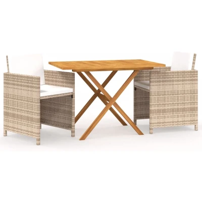 Afbeelding van vidaXL 3 delige Tuinset met kussens beige