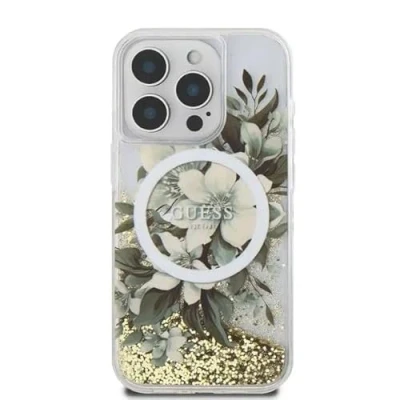 Afbeelding van Guess GUHMP16XLFMWTE iPhone 16 Pro Max 6,9&quot; beżowy/beige hardcase Liquid Glitter Flower MagSafe (Apple Max), Smartphonehoes, Beige